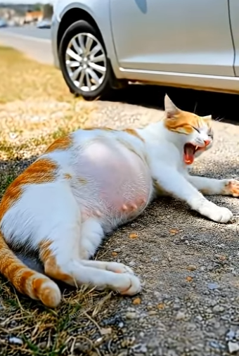 E1803006 I Rescued a Crying Cat From the Roadside – She Gave Birth to Two Kittens 🐱❤️ (Part 2)