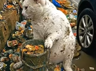 E1803005 Rescuing a Hungry Street Cat 🐈‍⬛ ｜ 3 Days Later She Gave Birth to Two Kittens ❤️ (Part 2)